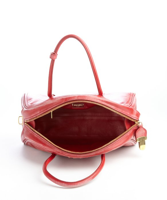 Prada Red Leather Vitello Vintage Bowler Bag in Red | Lyst