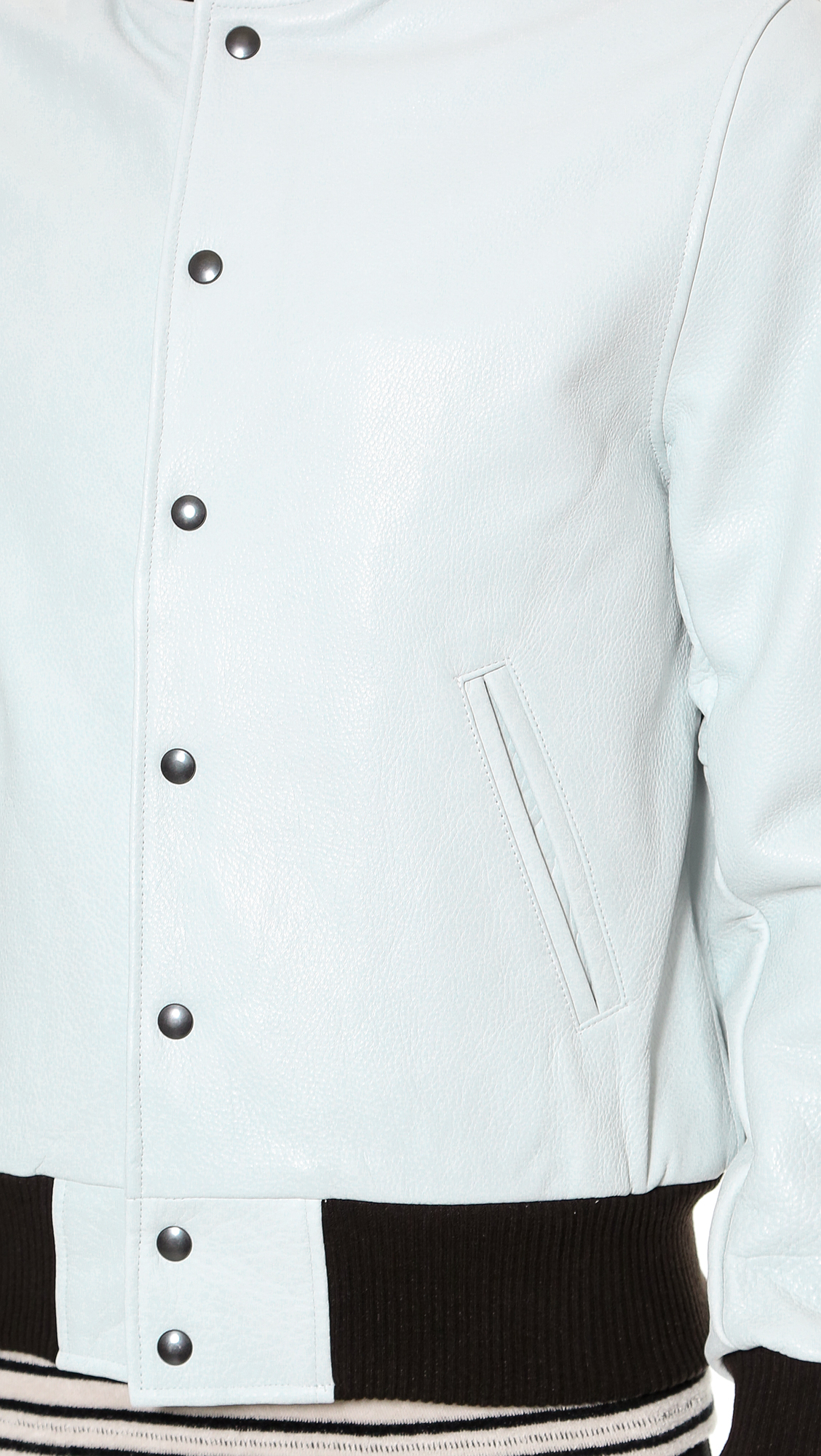 Golden Bear Leather Baseball Jacket In White For Men Lyst Gallery