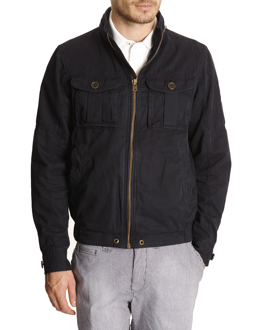 Tommy hilfiger Navy Blue Washed Cotton Jacket With Patch Pocket in Blue ...