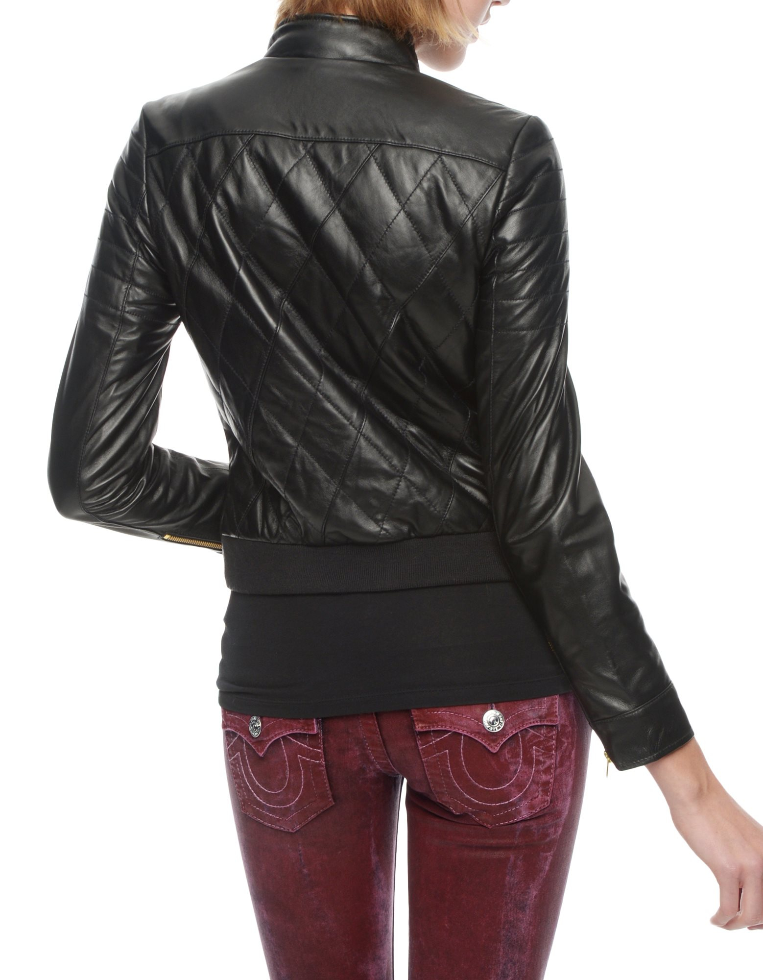 True Religion Leather Quilted Er Womens Jacket In Black Lyst Gallery