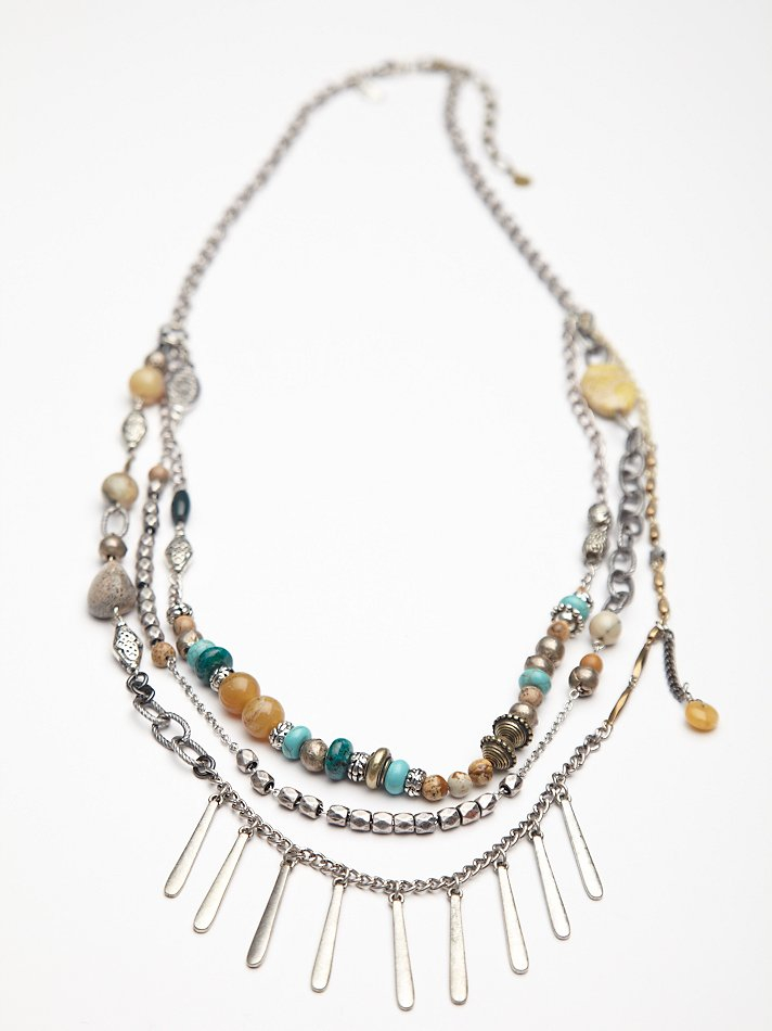 Lyst - Free people Well Traveled Beaded Layer Necklace in Metallic