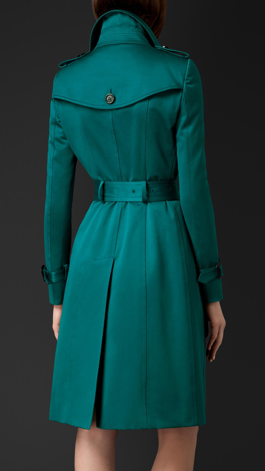 Burberry Cotton Sateen Trench Coat in Teal (bright teal) | Lyst