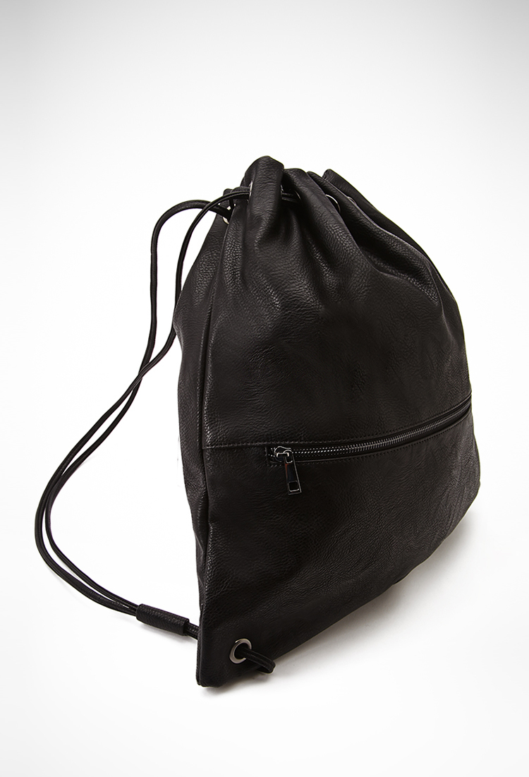 Black Leather Drawstring Backpack Fenix Toulouse Handball Black Leather Drawstring Backpack