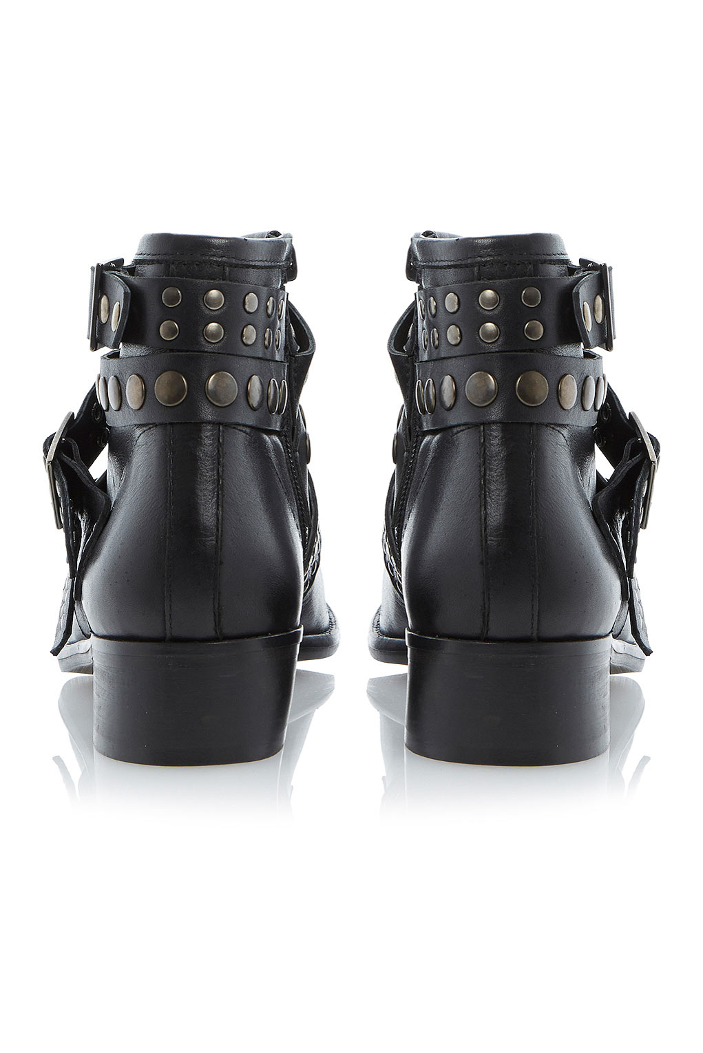 Lyst - Topshop Punkie Studded Strap Detail Leather Ankle Boots By ...