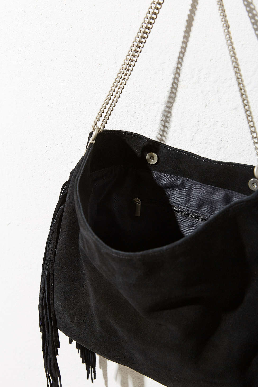 Black Fringe Backpack Purse IUCN Water