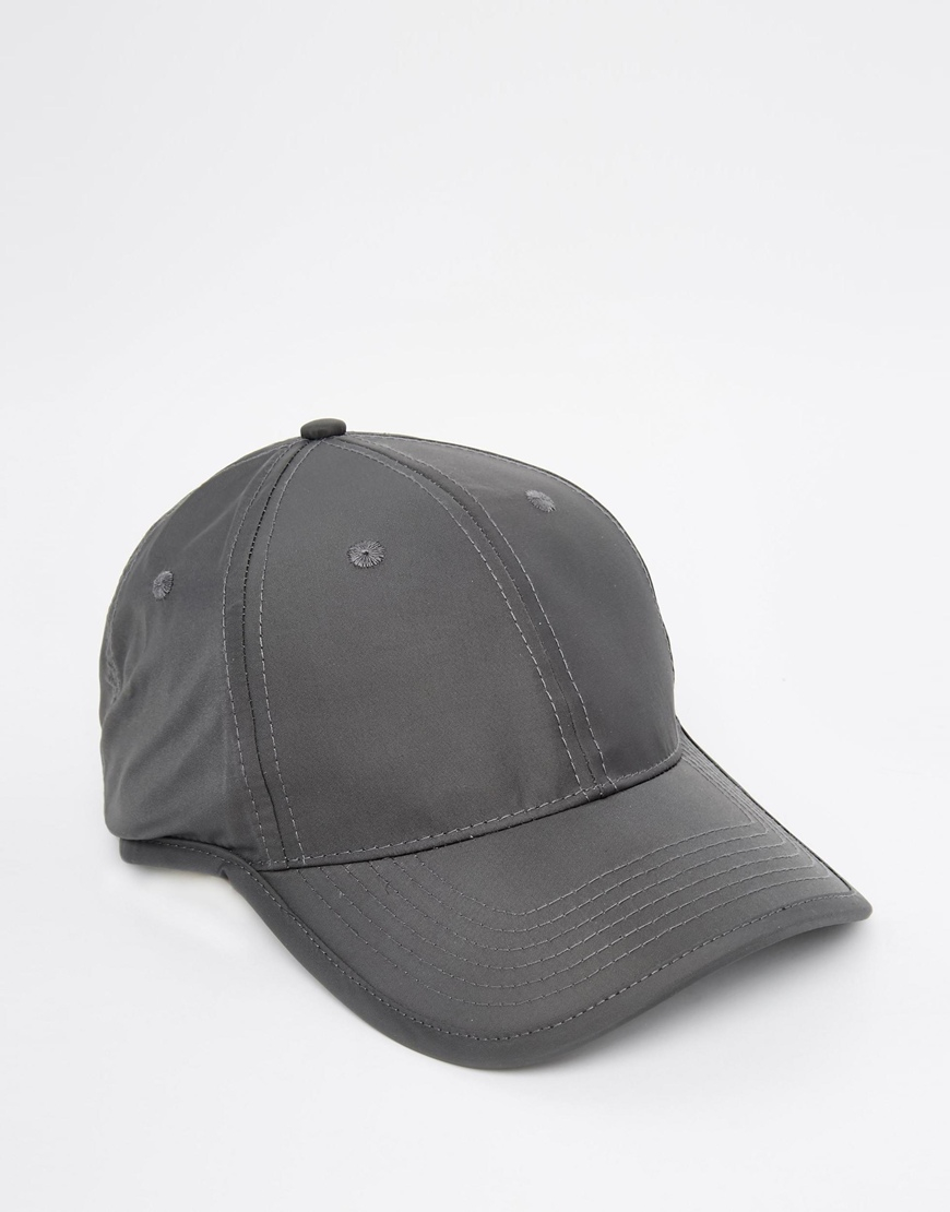 Asos Baseball Cap In Grey Nylon With Bungee Cord Fastener in Gray for