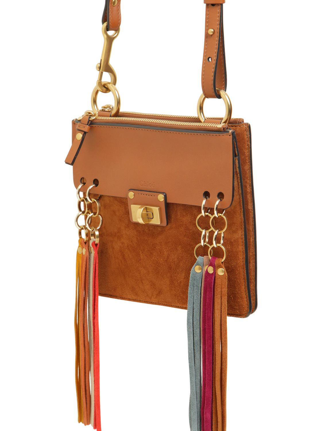 Chlo Jane Multicolor Tassels Leather Bag in Gold (BROWN) | Lyst