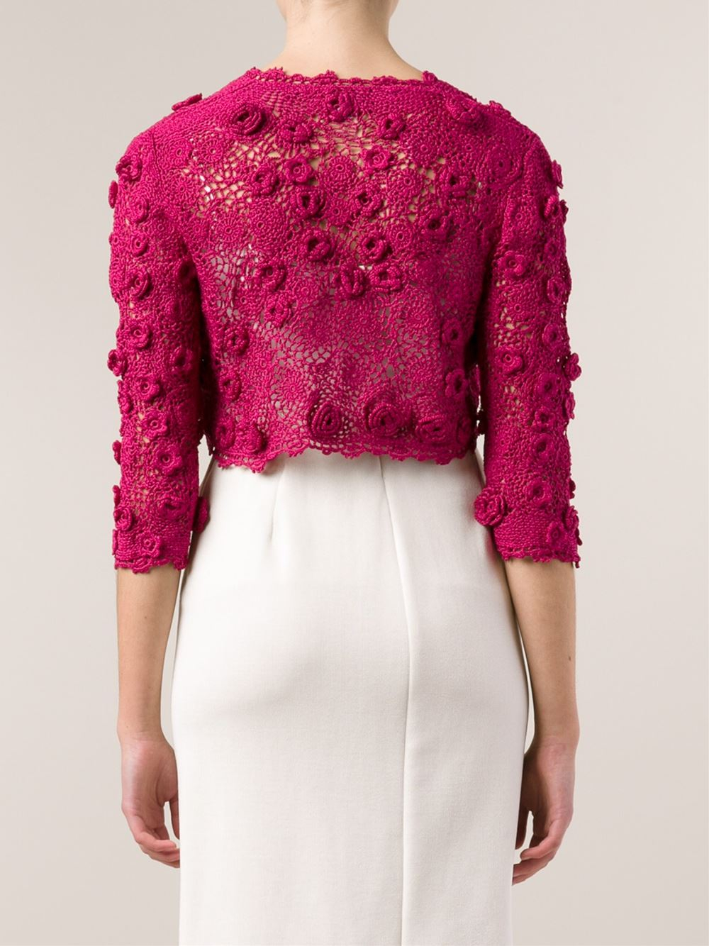 Lyst - Oscar De La Renta Floral Bolero Jacket In Pink