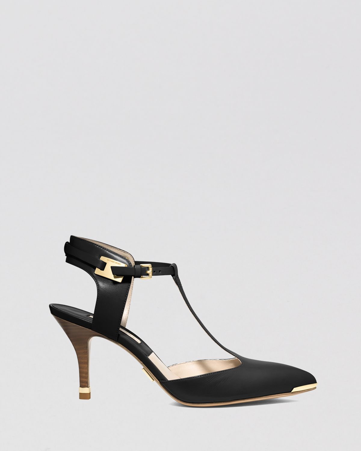 Lyst - Michael kors Pointed Toe T Strap Pumps Silvia in Black