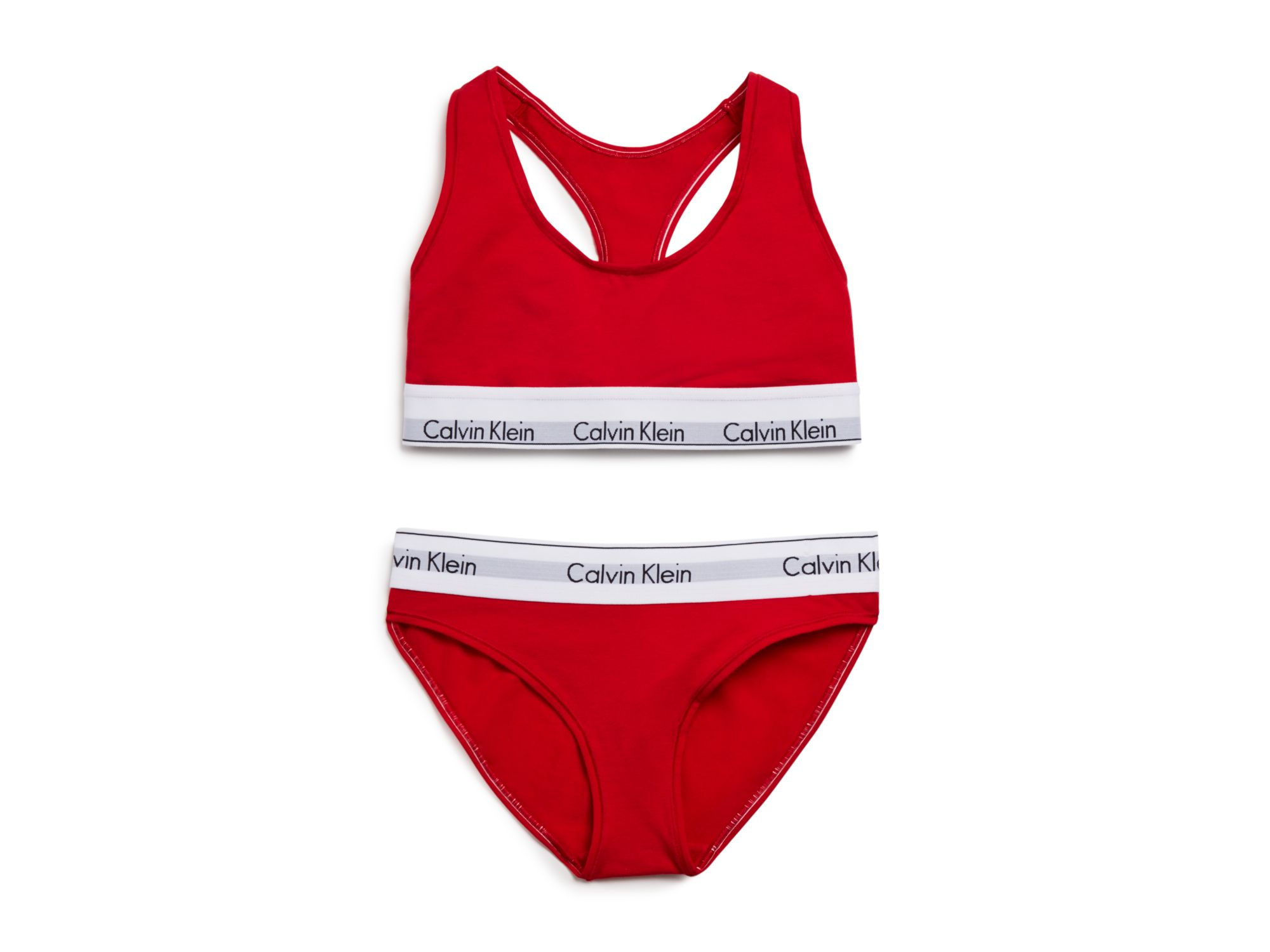 Calvin klein Modern Cotton Bralette And Bikini Gift Set #qset001 in Red ...