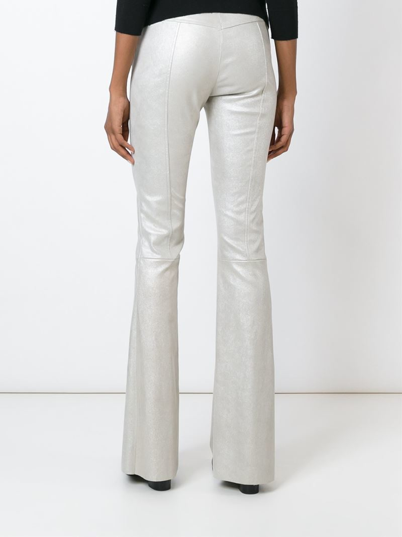 Lyst - Drome Bootcut Metallic Leather Pants in White