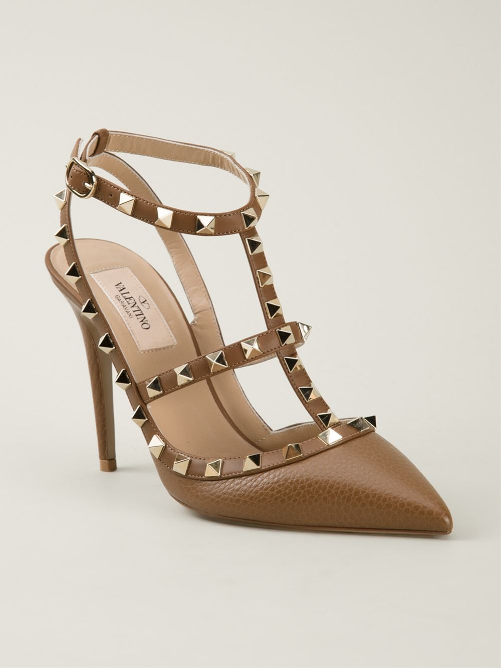 Valentino 'rockstud' Pumps in Brown | Lyst