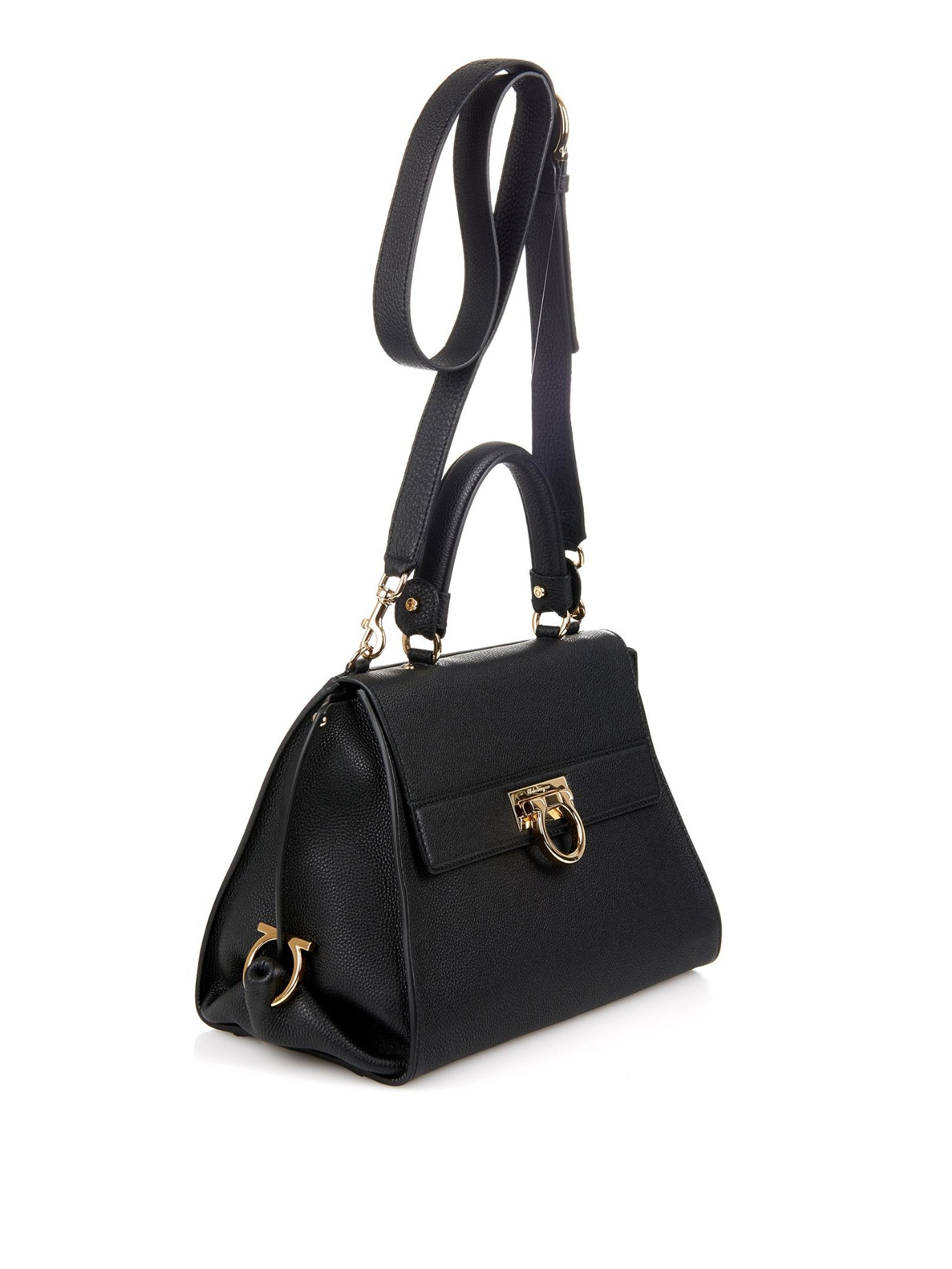 Lyst Ferragamo Sofia Medium Grained Leather Tote In Black Gallery