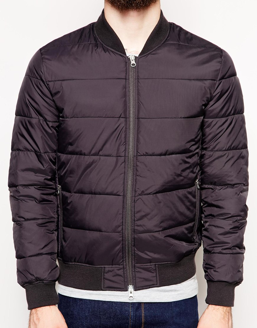 Lyst Asos Quilted Bomber Jacket in Black for Men