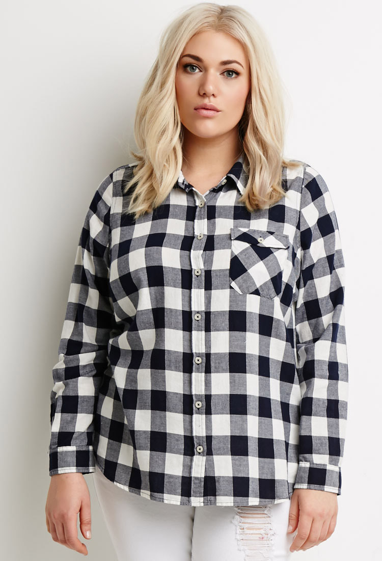 Forever 21 Plus  Size  Buffalo  Plaid  Shirt  in Black Lyst