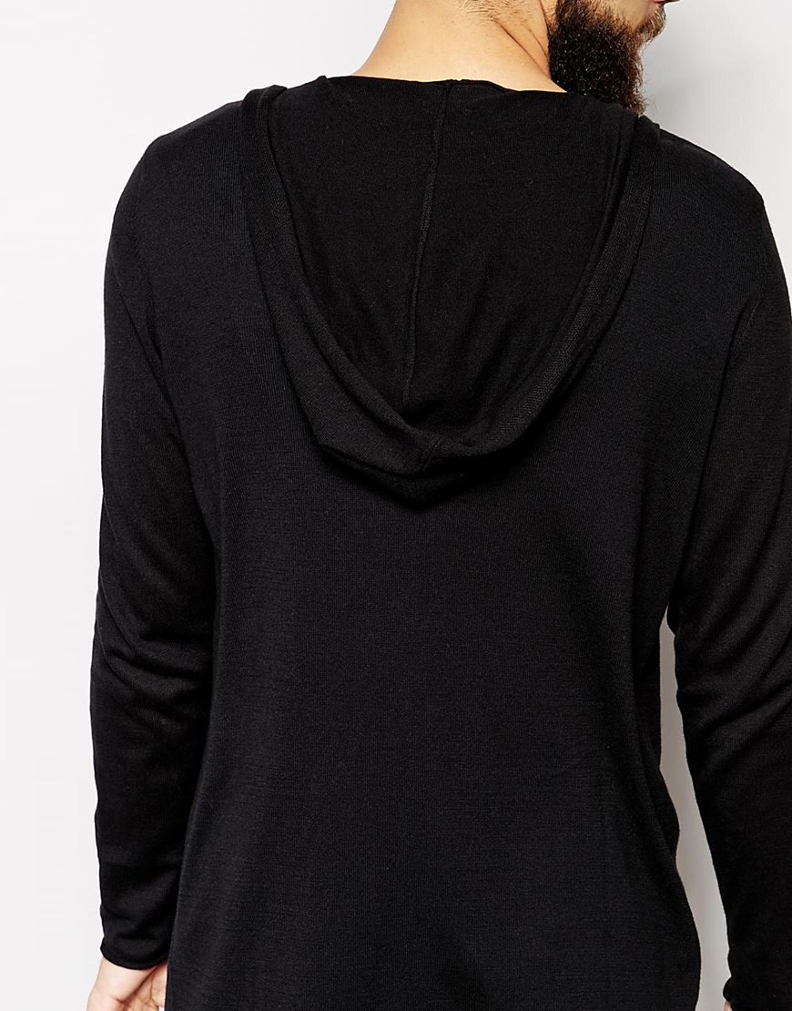 Lyst Asos Super Longline Hooded Cardigan in Black for Men