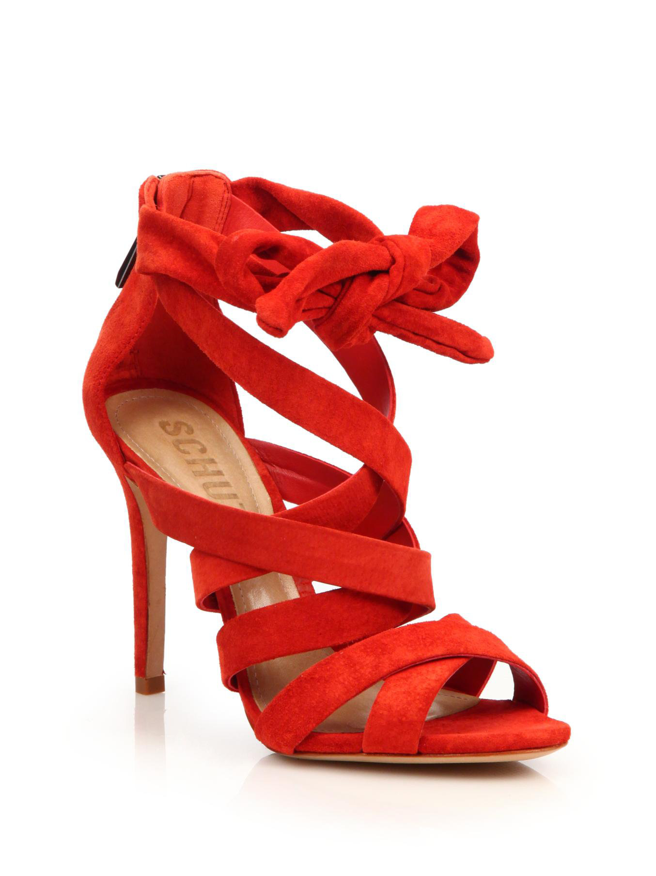 Lyst - Schutz Oradia Lace-up Suede Sandals in Red