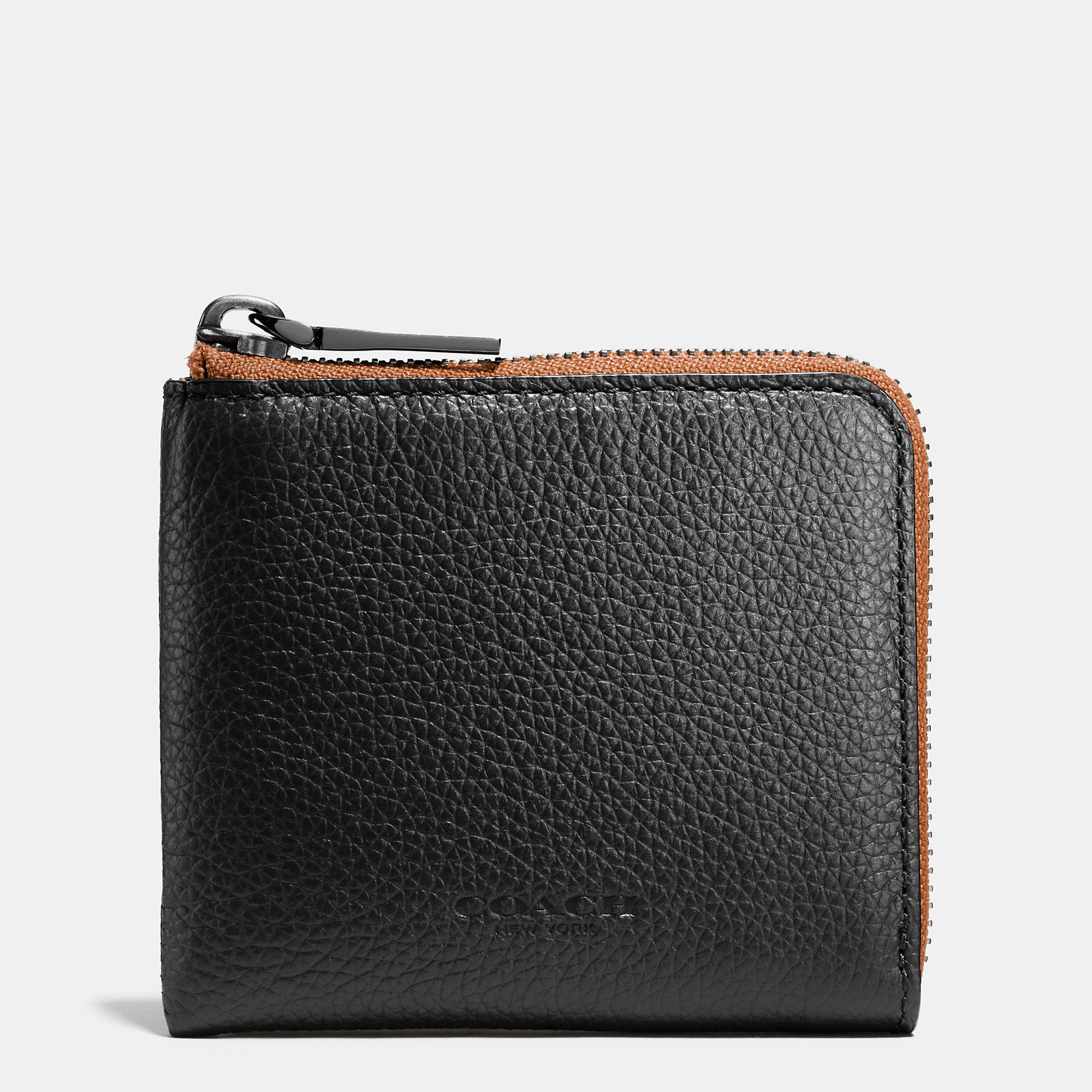 Lyst - Coach Half Zip Wallet In Pebble Leather in Black for Men