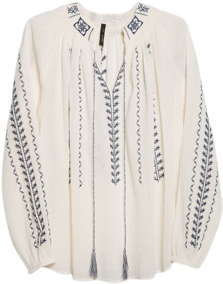 Mango Embroidered Ethnic Blouse in White (Natural White) | Lyst
