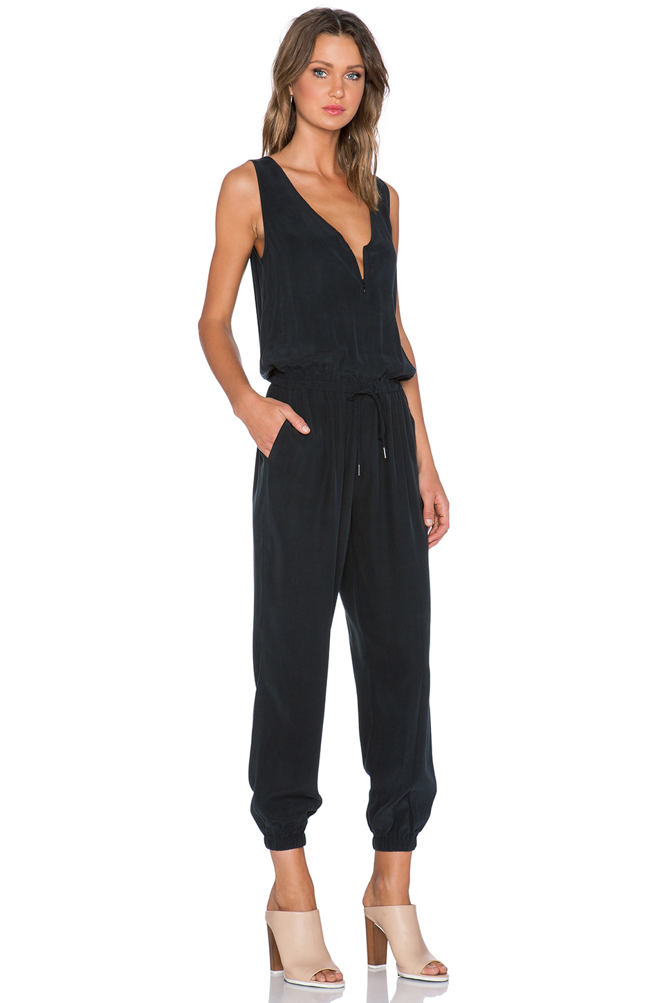 black zip jumpsuit