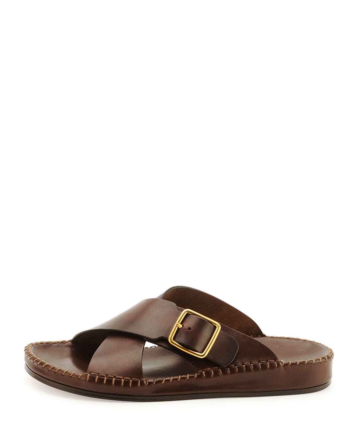 PRADA】PADDED NAPPA mens leather crisscross sandals (PRADA