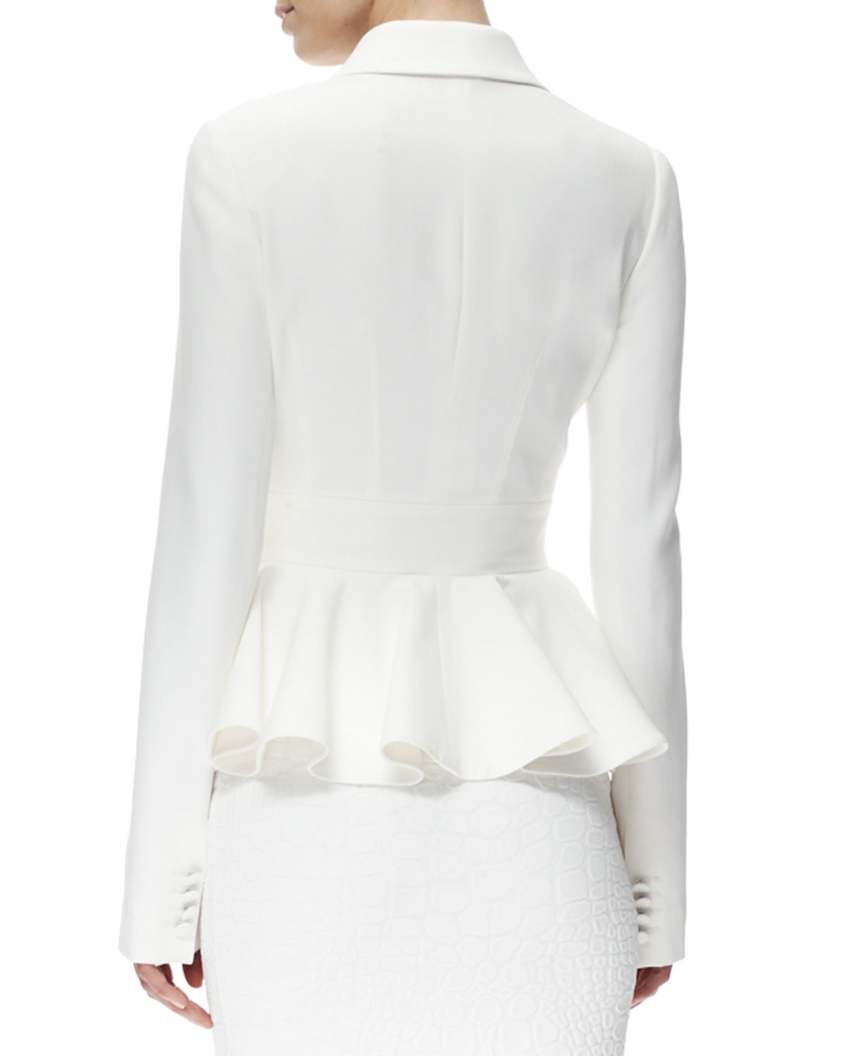Lyst - Alexander Mcqueen Crepe Flounce Peplum Jacket in White