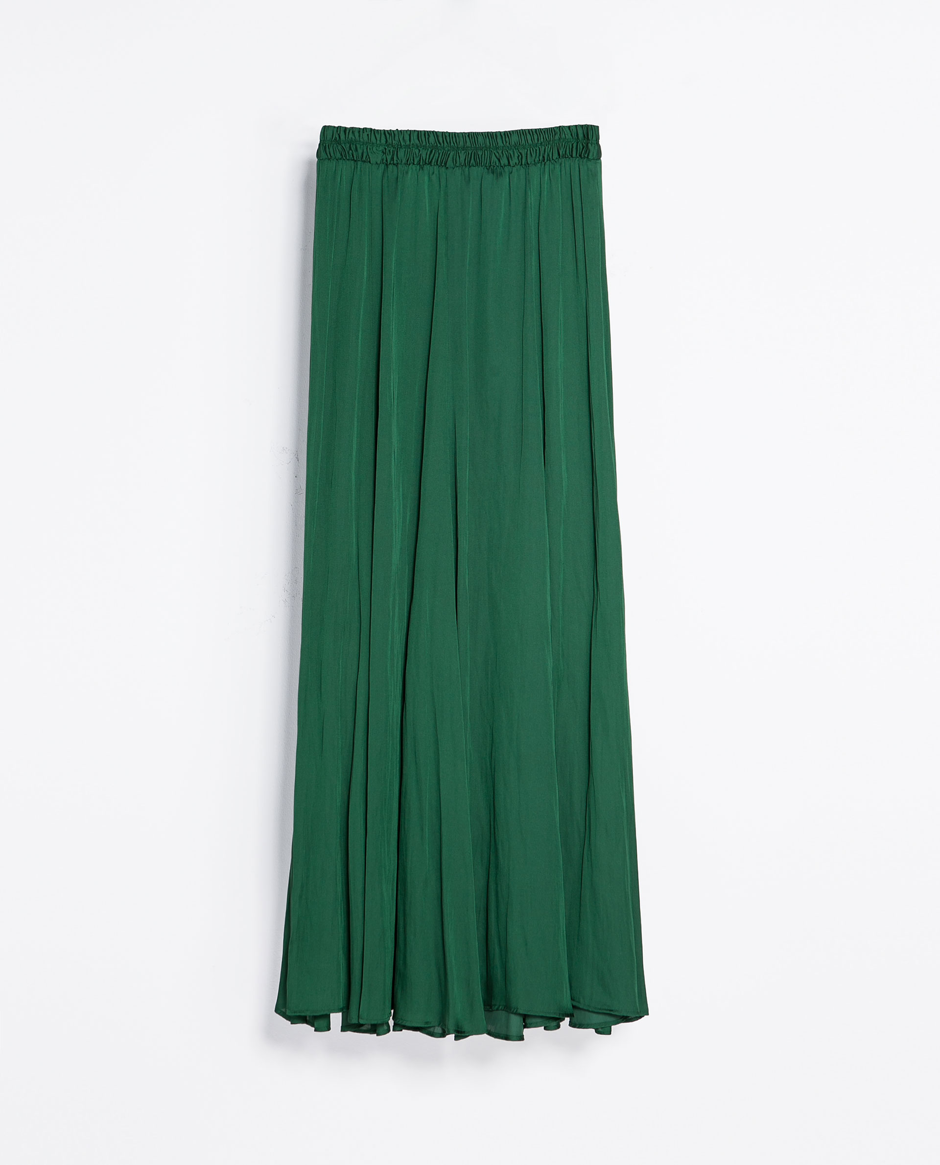 Zara Long Flowy Skirt in Green Lyst