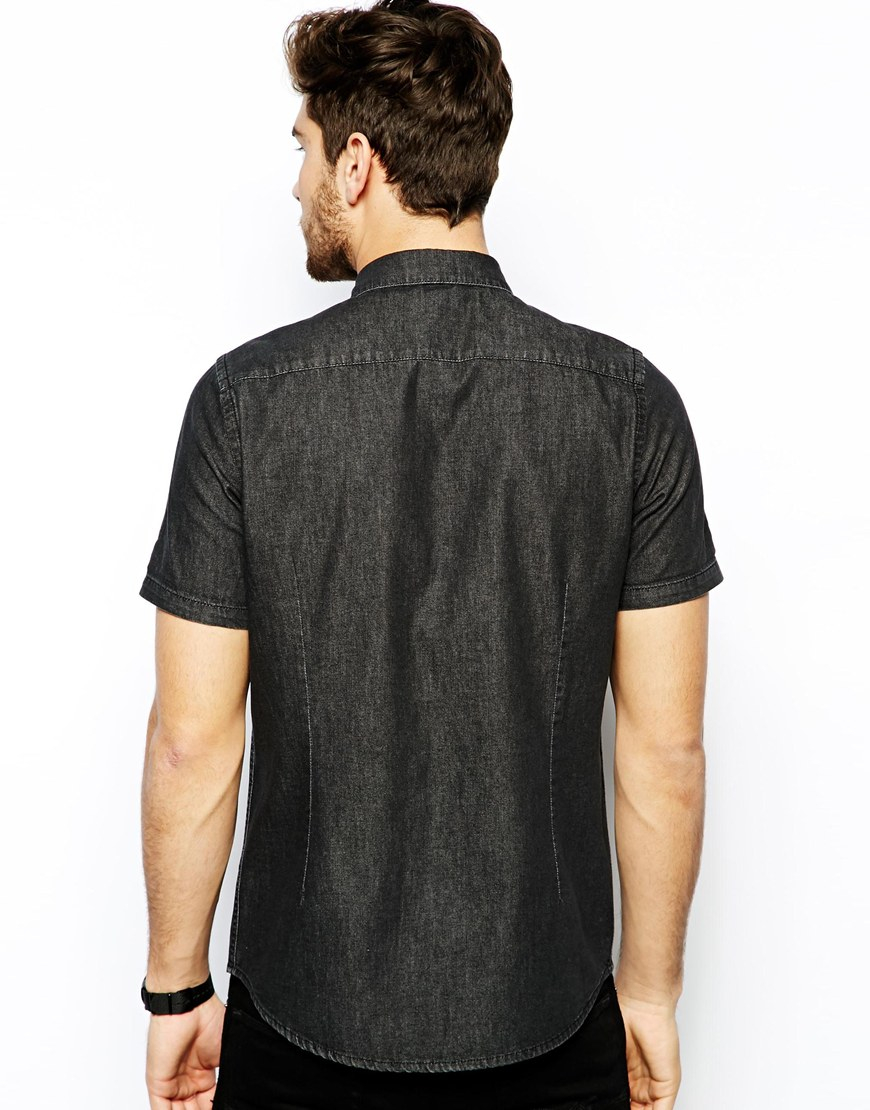 black denim shirt men's