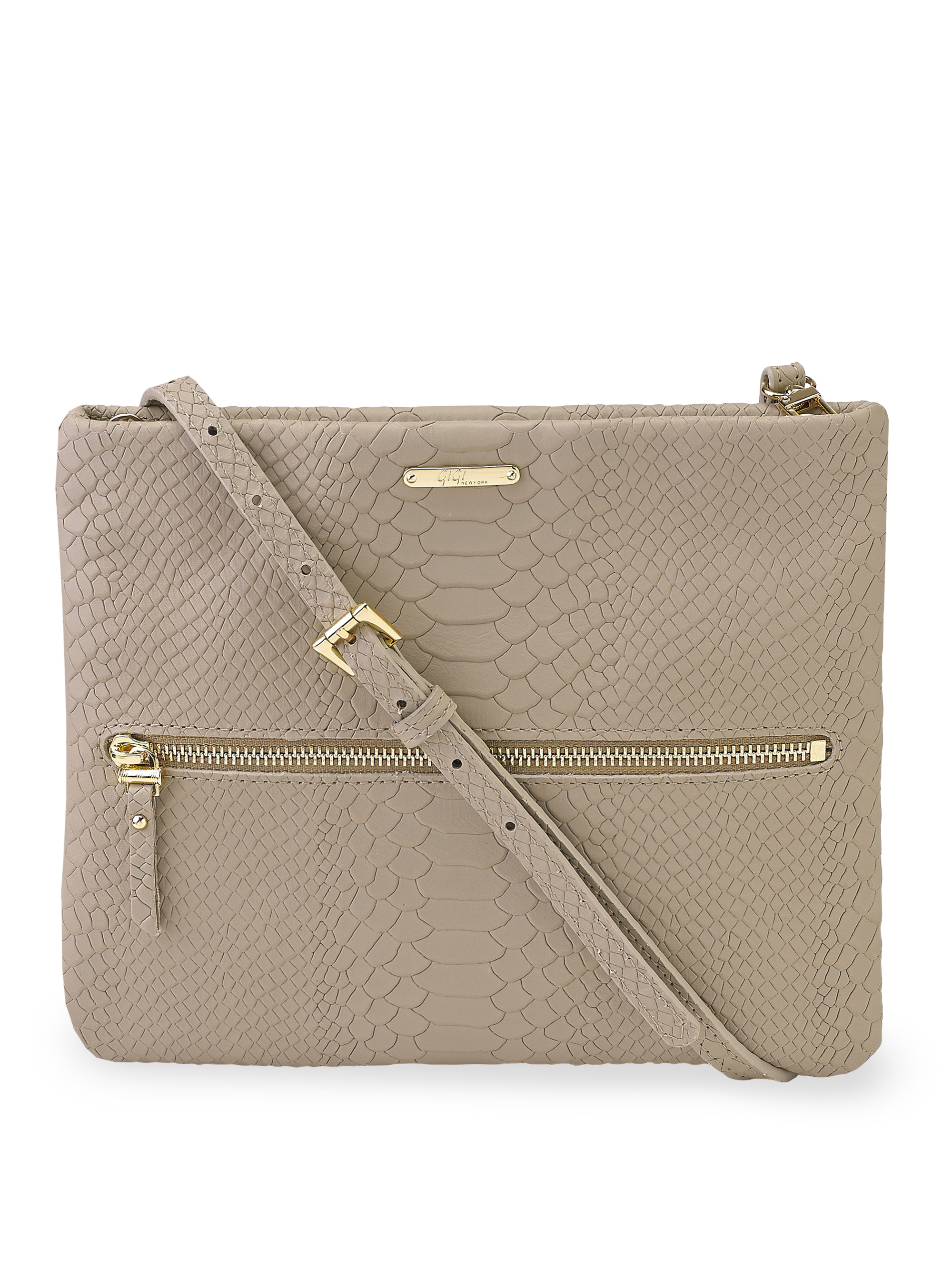 Gigi new york Python-Embossed Crossbody Bag in Brown ...