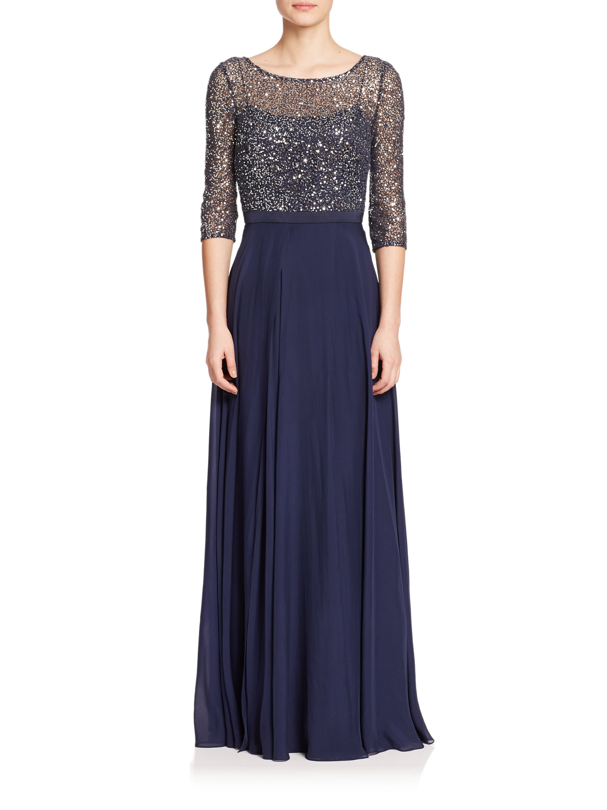 sequin blue gown