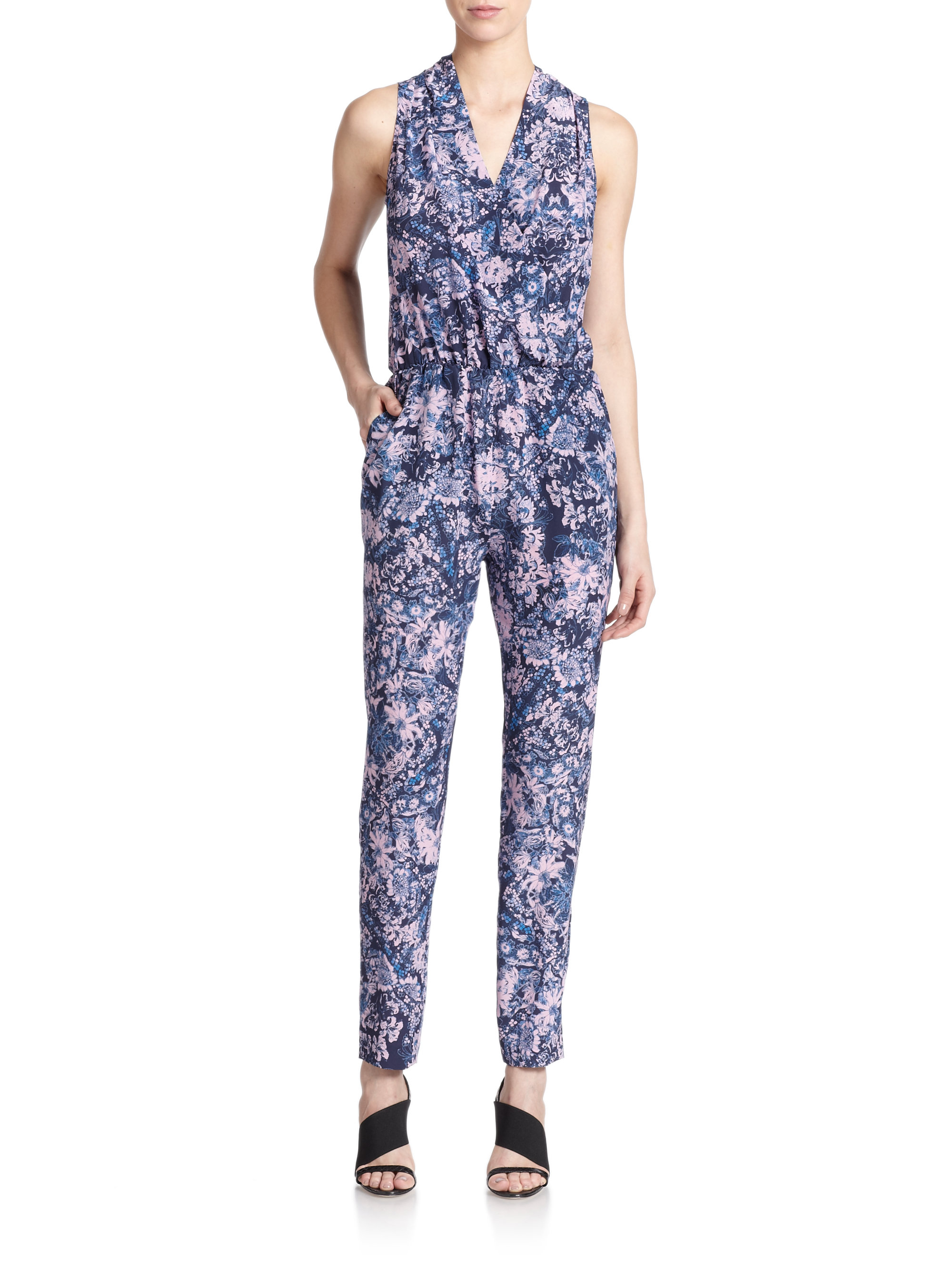 Rebecca taylor Silk Tulip-print Jumpsuit in Floral (FLORAL-MULTI) | Lyst