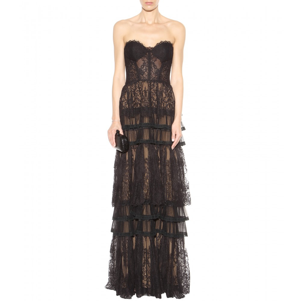 Zuhair murad Floor-Length Lace And Tulle Dress in Black | Lyst