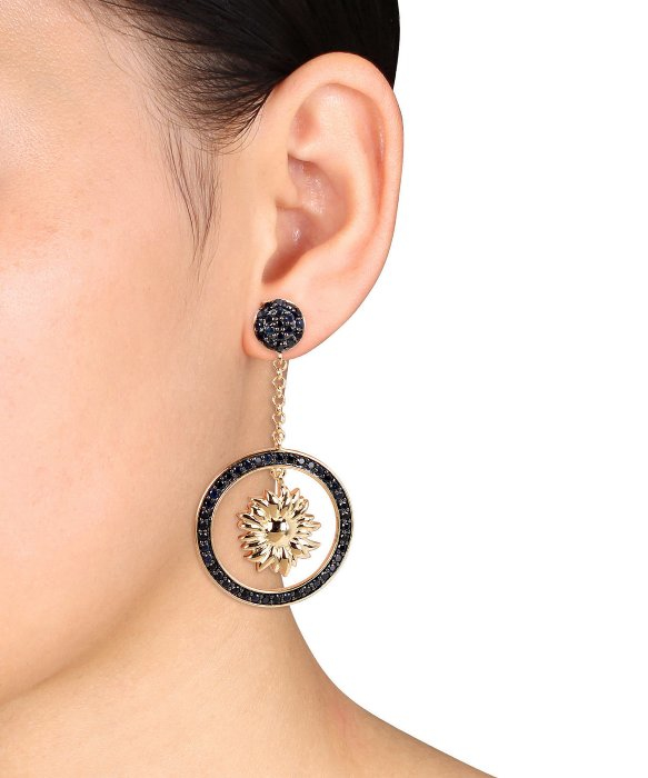 Lyst Versace Black Shire Sunflower Drop Earrings In 18k Yellow Gallery