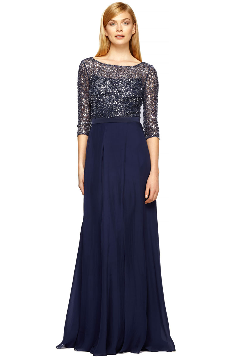 Kay unger Lace Sequin Gown in Blue (NAVY) | Lyst