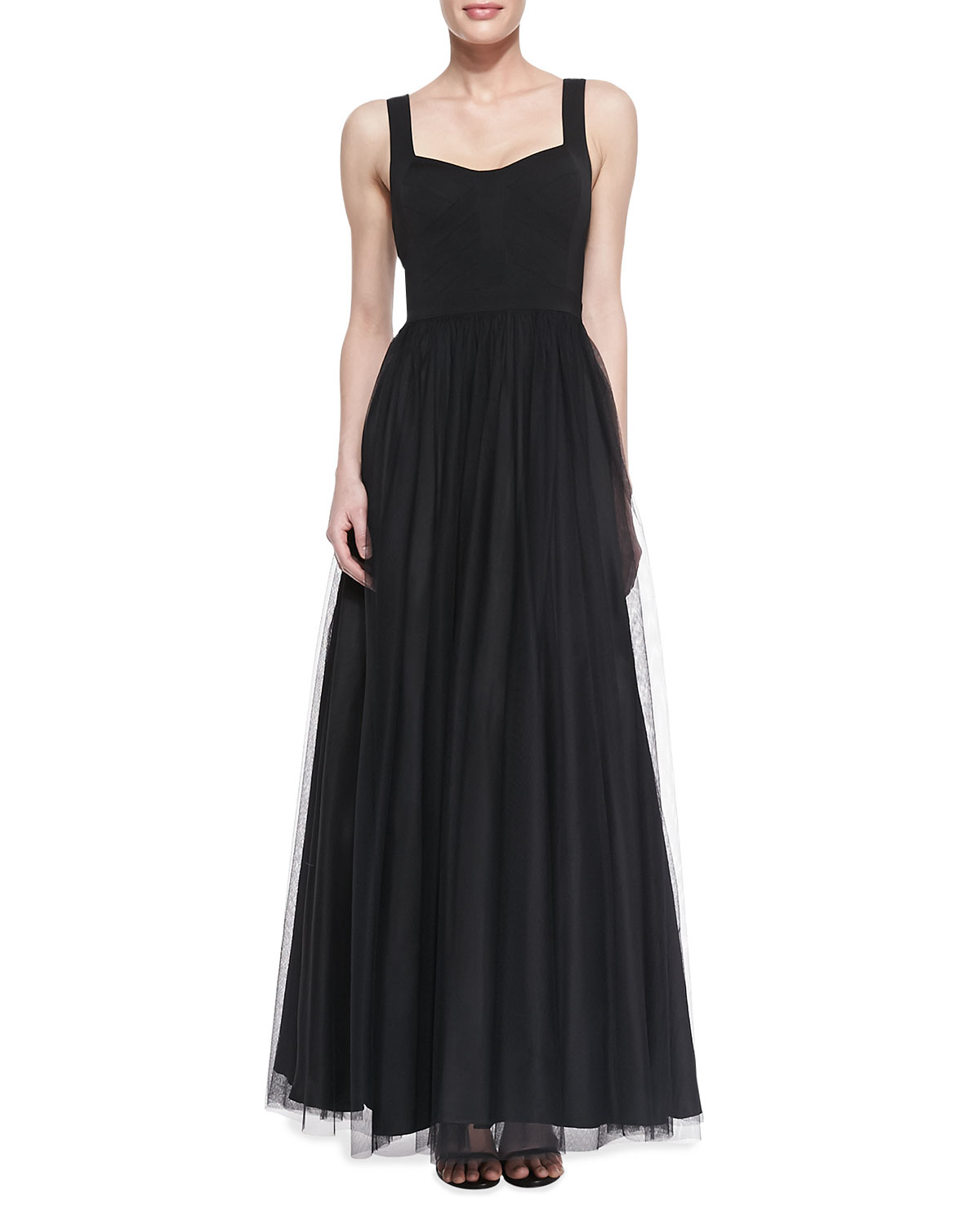 Lyst - Aidan Mattox Sleeveless Sweetheart Tulle Ball Gown in Black