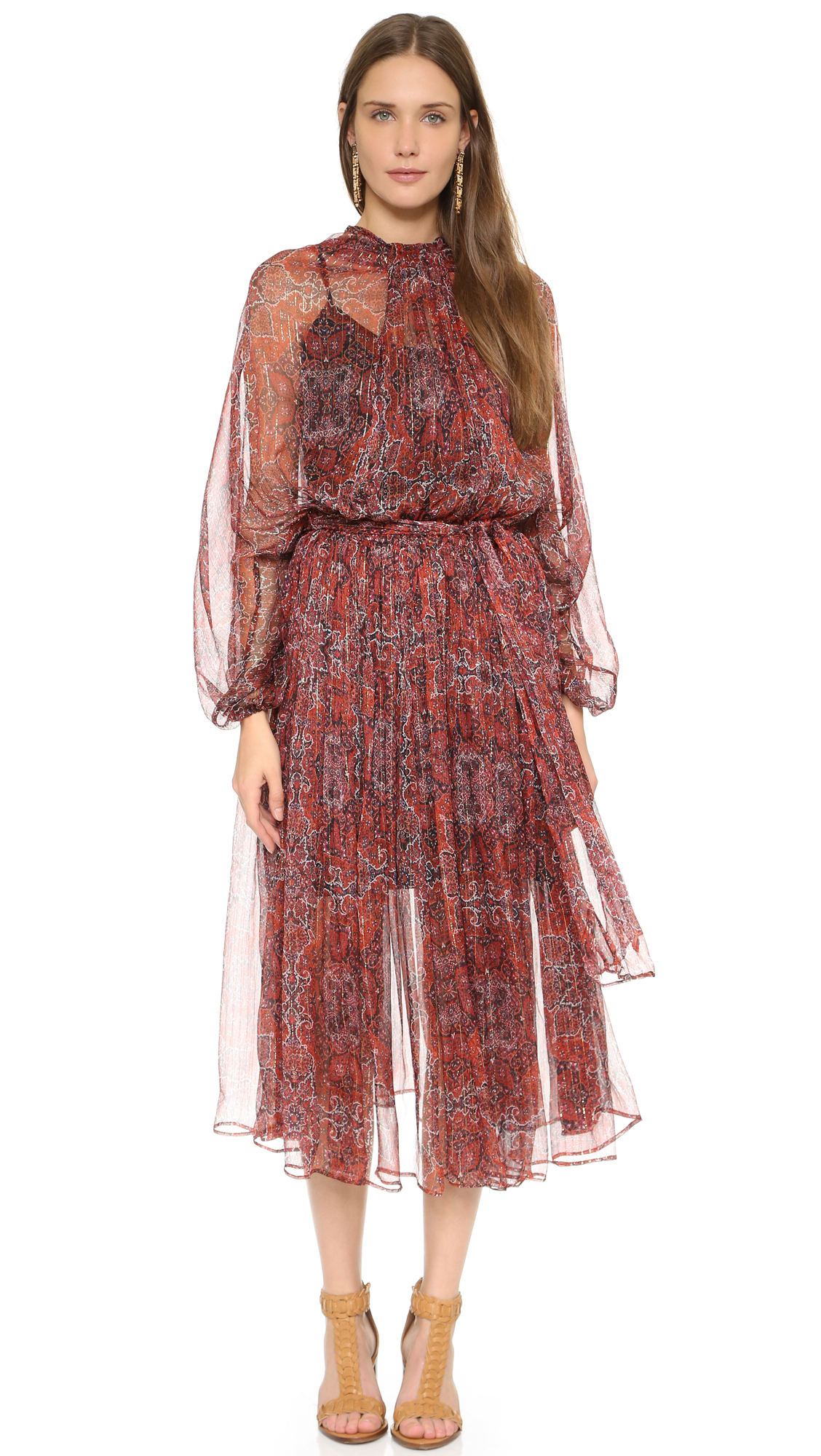Lyst - Zimmermann Empire Laced Dress With Slip in Red