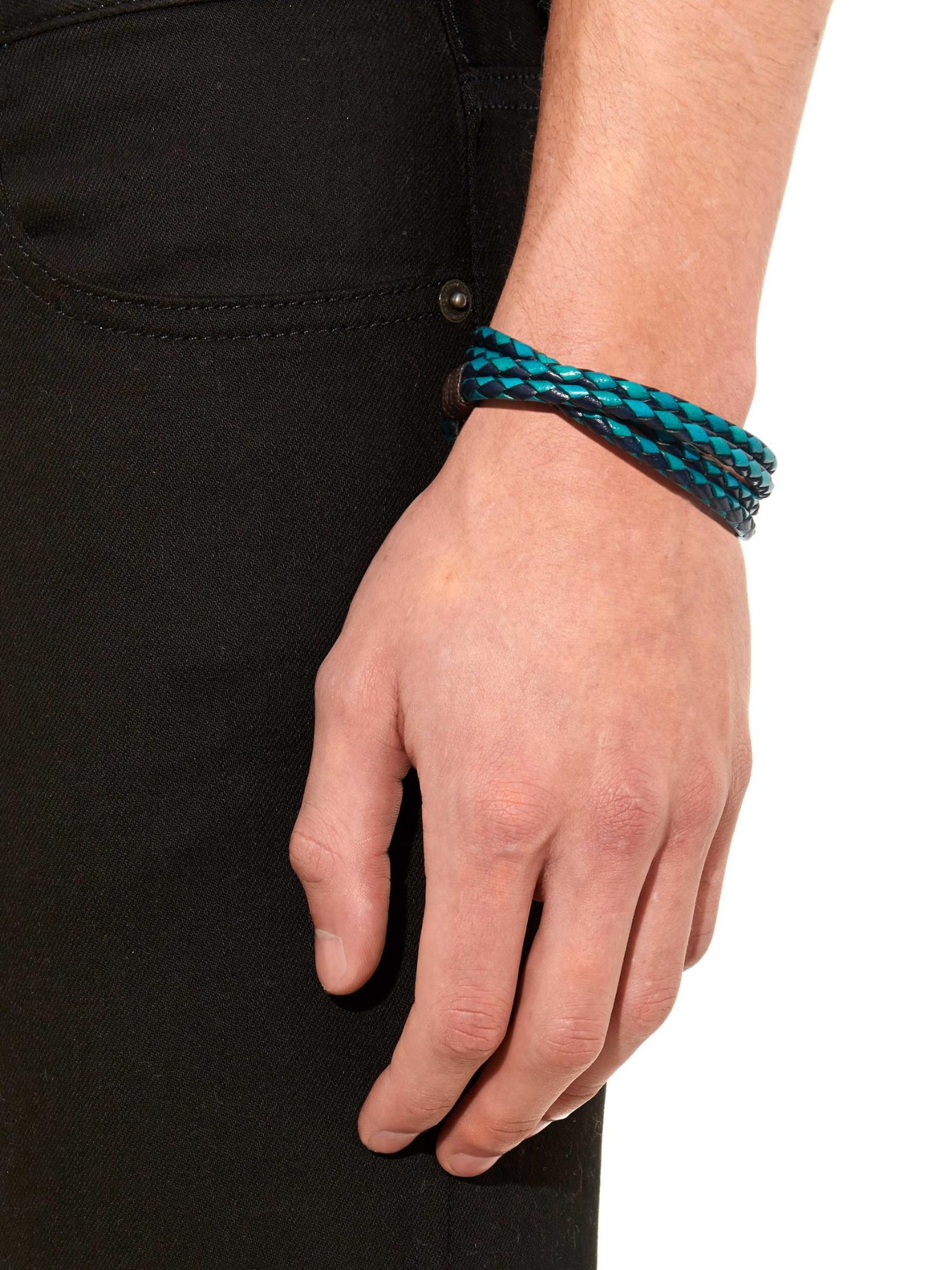 Lyst Paul Smith Leather Wrap Bracelet in Blue for Men