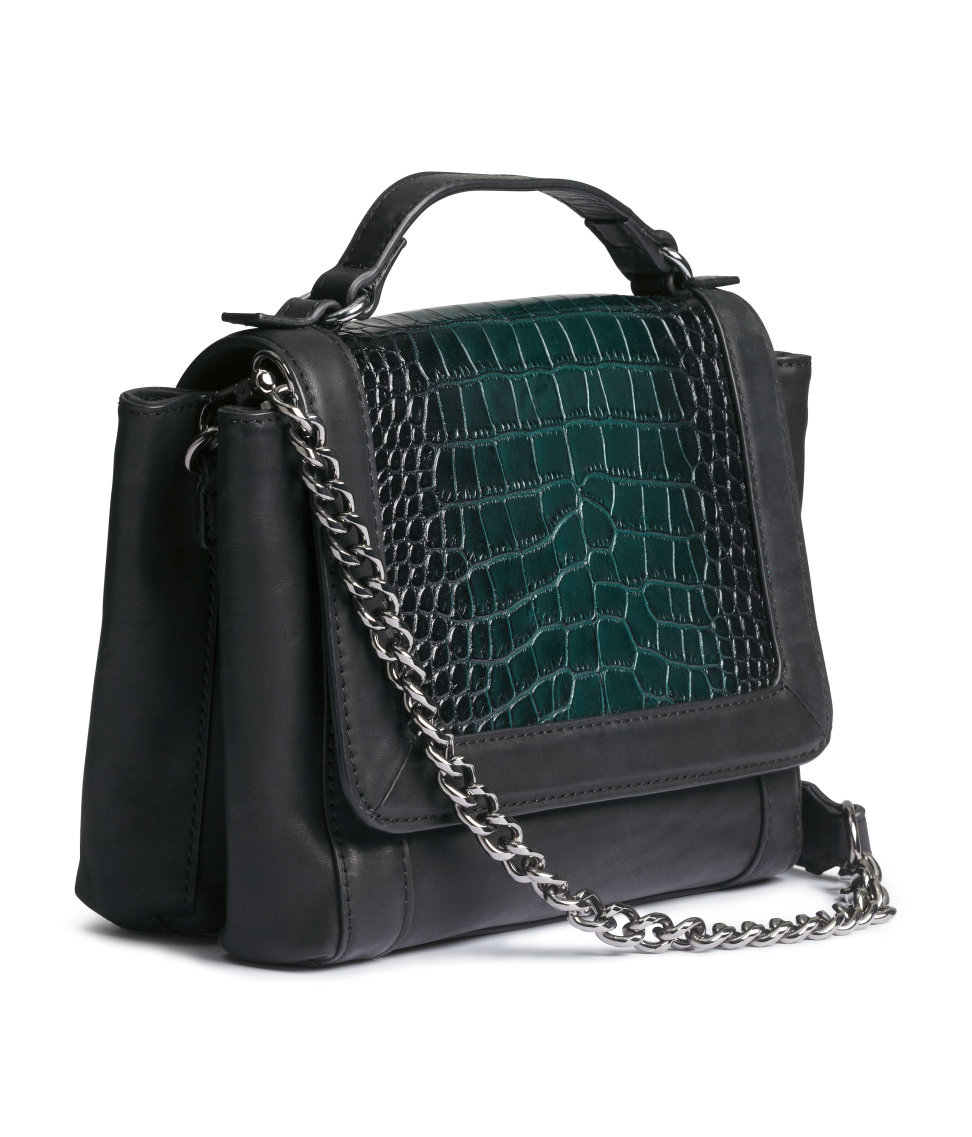 H&m Leather Shoulder Bag in Black | Lyst