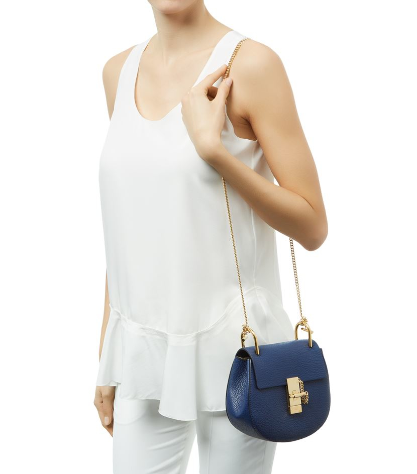 Chlo Mini Drew Shoulder Bag in Blue | Lyst