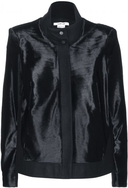 Helmut Lang Pony Hair Jacket in Black | Lyst