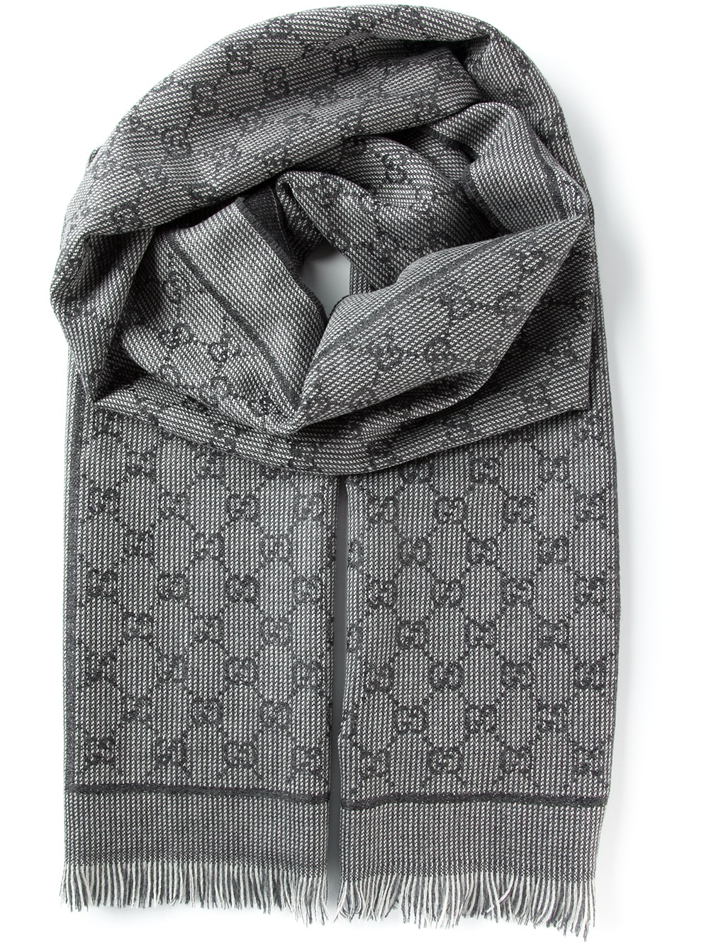 Gucci Wool Monogram Scarf in Grey (Gray) for Men - Lyst