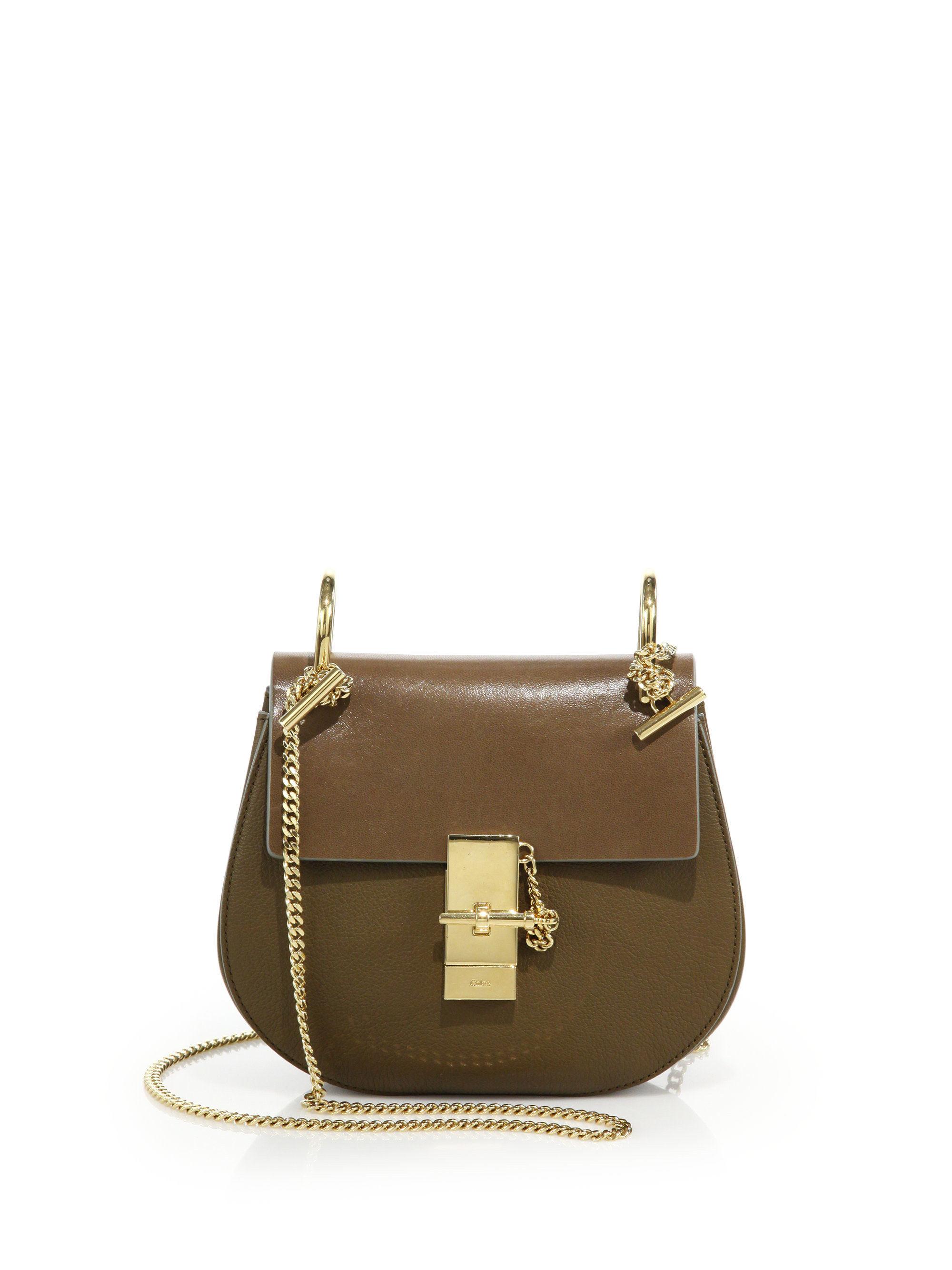 Chlo Drew Small Two-tone Leather Crossbody Bag in Brown | Lyst