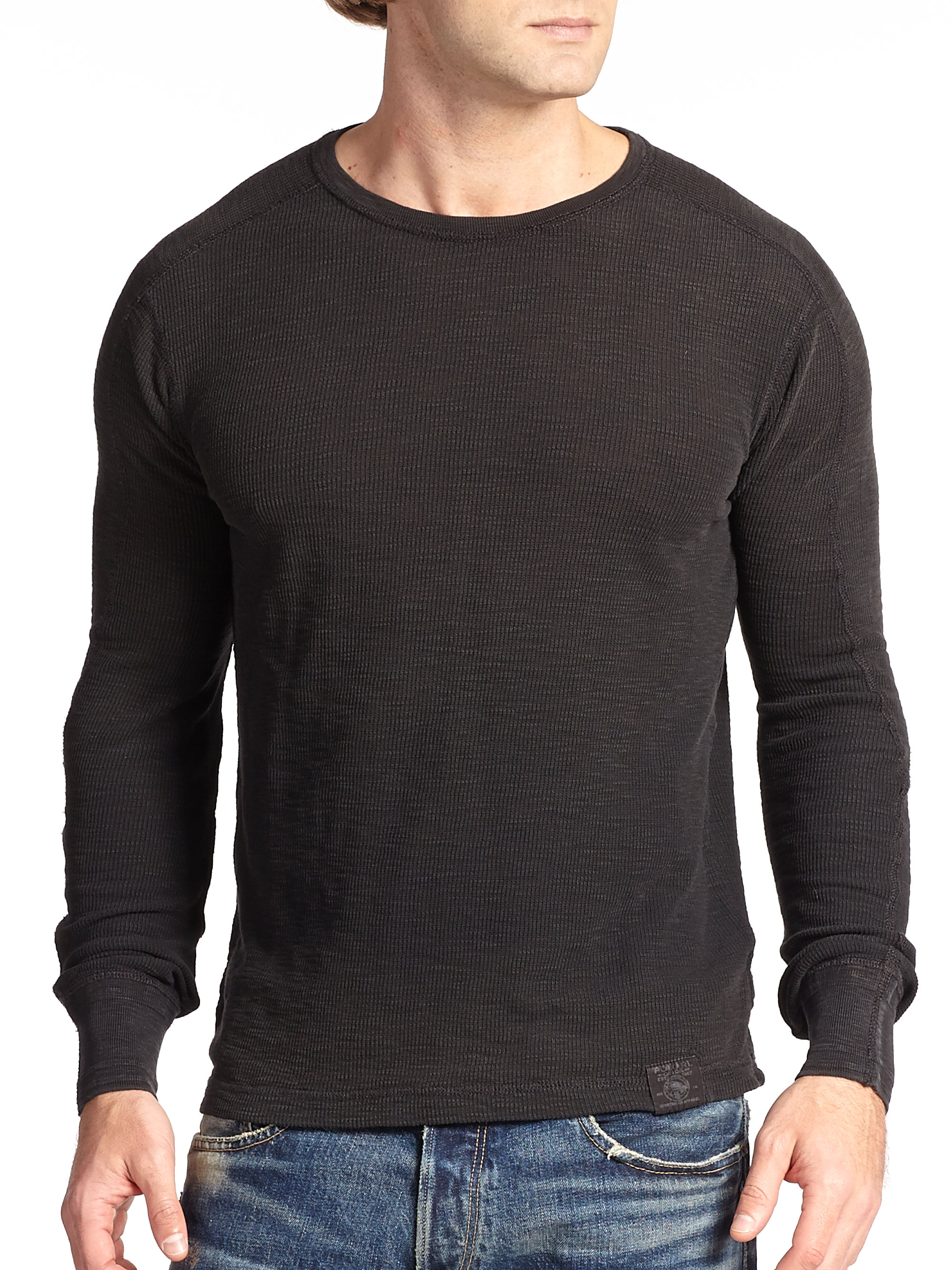 Lyst - Polo Ralph Lauren Waffle-knit Crewneck Tee in Black for Men
