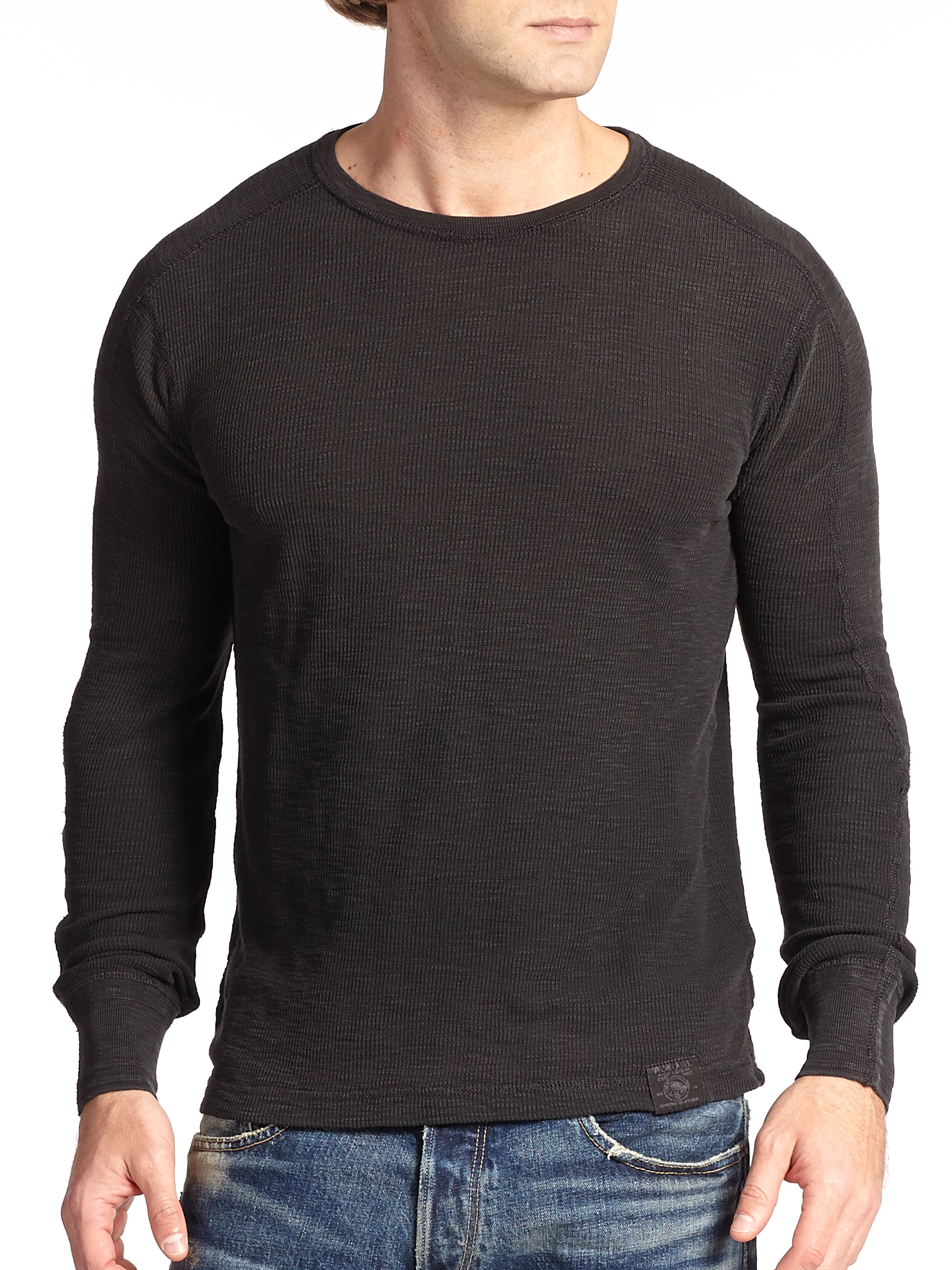 Lyst Polo Ralph Lauren Waffleknit Crewneck Tee in Black for Men