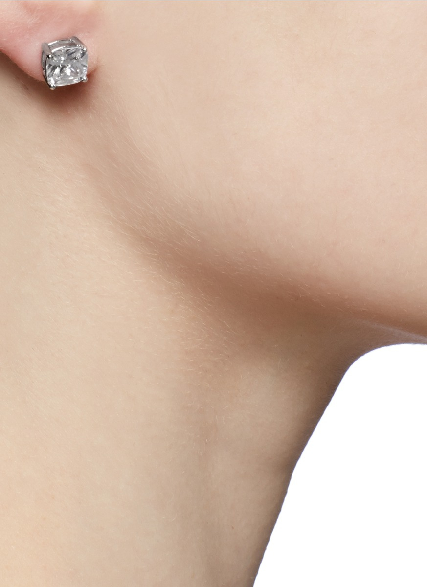 Cz By Kenneth Jay Lane Cushion Cut Stud Earrings In Metallic Lyst Gallery