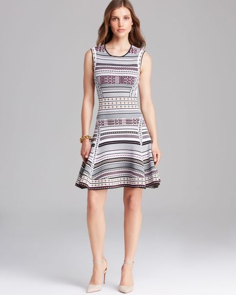 Diane Von Furstenberg Dress Eleanor Fit and Flare in Multicolor (Banded ...