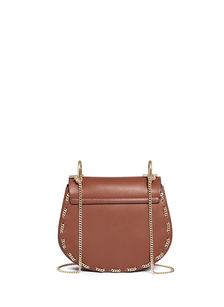 Lyst - Chloé Drew Small Chain-Detail Leather Shoulder Bag in Brown