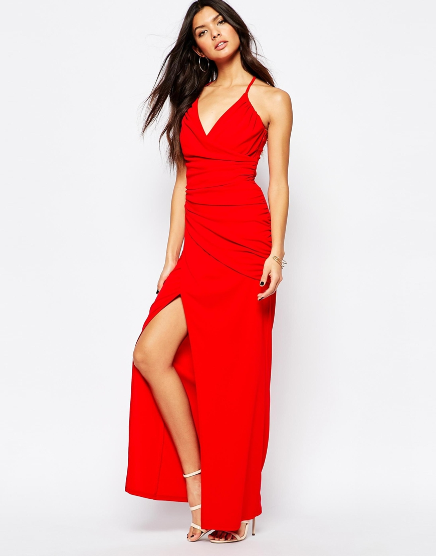 Lipsy Synthetic Ariana Grande For Halterneck Maxi Dress In Red (Grey ...