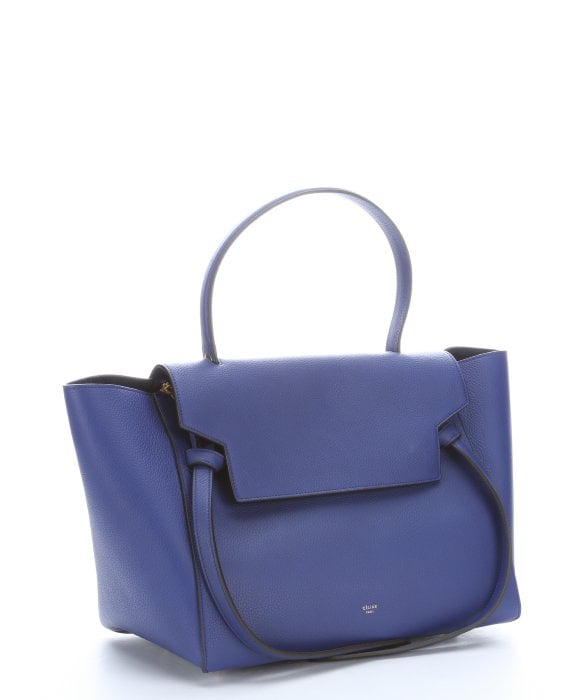 celine blue leather handbag trapeze
