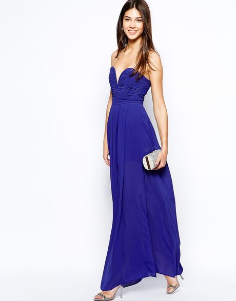 Tfnc Maxi Dress With Plunge Bustier in Blue (Cobaltblue) | Lyst